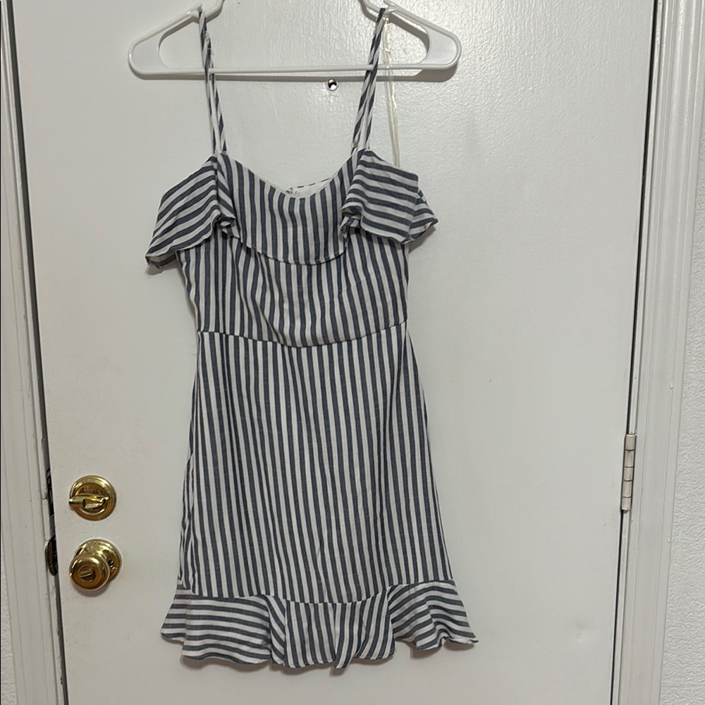 Trixxi Blue and White Striped Mini Dress